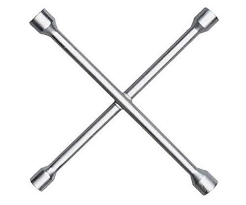 Image of Heavy Duty 4 Way Cross Wheel Wrench Spanner - (17mm x 19mm x 21mm x 23mm) | Car Lug Nut Torque Wrench Tool | Wheel Spanner Kit for SUV, Truck, Car