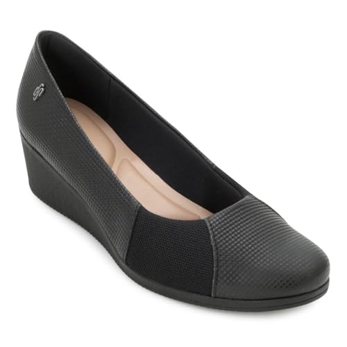 Scarpin Feminino Anabela Joanete Tressê Preto Usaflex AA3813