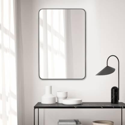 Image of windowera Glass 10 inch Inch X 14 inch Inch Bathroom Decorative Oval Mirror Wall Mount (Rectangle Finish : Edge Polished)