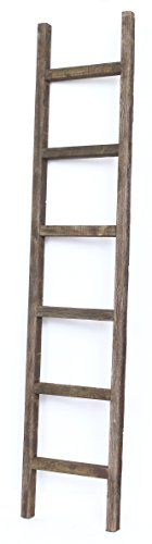 BarnwoodUSA Rustic Farmhouse Decorative Ladder - Our 6 ft Ladder can be Mounted Horizontally or Vertically and is Crafted from 100% Recycled and Reclaimed Wood | No Assembly Required | Brown
