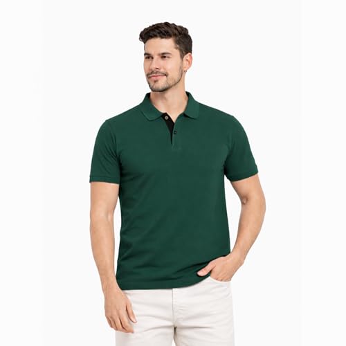 Image of Cotton Polo T-Shirt for Men | Solid Color Regular Fit Collar Neck T-Shirt