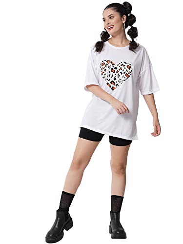 Image of KOTTY Women's Oversized T-Shirts | Cotton Blend||Stylish Prints & Solids||Long Length||Loose fit