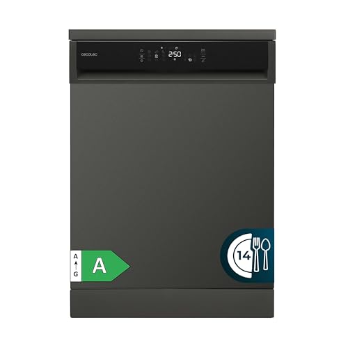 Cecotec Lavavajillas 60cm Bolero Aguazero 6800 Dark A. 14 Cubiertos, Bajo Consumo, Motor Inverter Plus Duo, 8 Programas, Lavado Automático, Limpieza con Vapor, Limpieza Interior y Media Carga