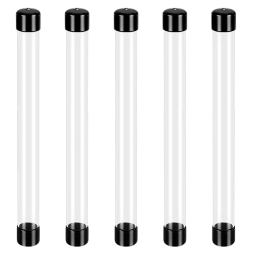 AHANDMAKER 5 tubos de plástico rígido transparente con tapas, tubos de plástico redondos de 305 mm de longitud, diámetro interior de 0.91 pulgadas, tubo de almacenamiento portátil de policarbonato