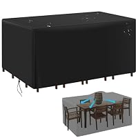 PDSYCB Garden Furniture Covers 210x190x80cm//83''L x 75''W x 31''H Outdoor Patio Furniture Cover for Table and Chair Windproof Waterproof Black 420D Oxford Fabric Rectangular Rattan Furniture Covers