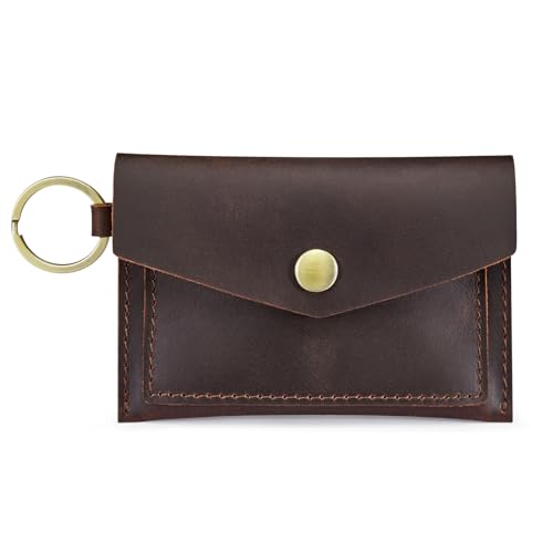 Image of S-ZONE Genuine Leather Women's Small Wallet Change Pouch Credit Card Holder Mini Purse Envelope Keychain