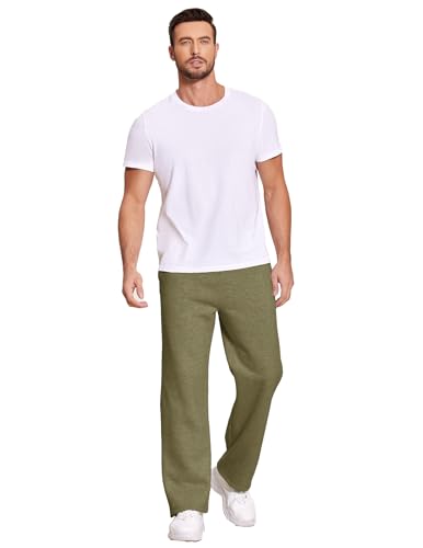 Image of Deyeek Men's Fleece Lined Sweatpants Open Bottom Straight Leg Sweat Pants for Mens Loose Fit Joggers Sweatpants with Pockets
