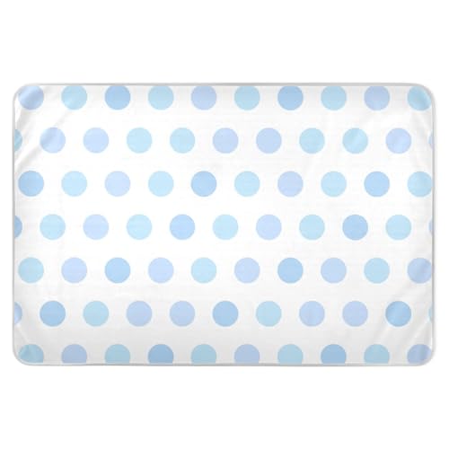 Cute Blue Polka Dot White Waterproof Mattress Pad, Large, Mattress Protection Pad, Washable Reusable Incontinence Pads for Women