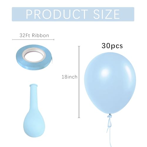 Image of Pastel Blue Latex Party Balloons 30 Pack 18 inch Round Light Blue Balloons for Wedding Baby Shower Gender Reveal Birthday Party Decoration