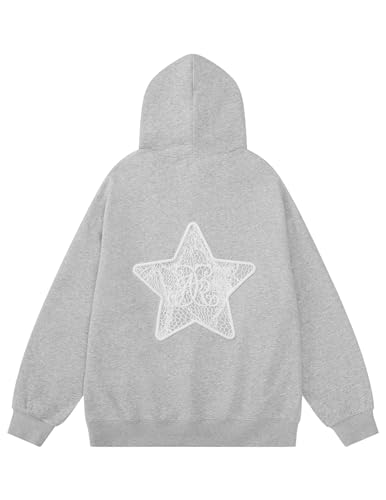 Aelfric Eden Womens Graphic Hoodies Star Lace Print Hoodie Pullover Y2k Cute Oversized Hooded Sweatshirt