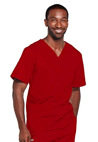 Image of Cherokee Scrubs for Men & Women V-Neck Scrub Top with 4 Pockets, Cotton Blend Soft Stretchy Easy Care Nursing Uniform - 4725