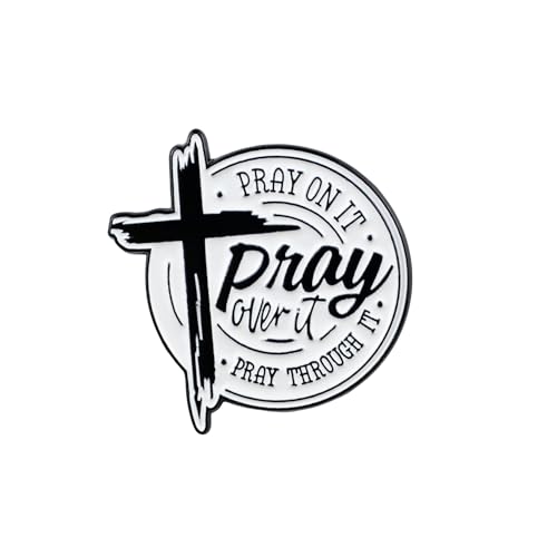 Pray On It Pray Over It Pray Through It Bible Verse Enamel Pin Christian Cross Badges Christian Faith Pin Brooch Religious Bible Verse Lapel Badges Religious Belief Brooch For God Jesus Lover Devotee Prayer Motivational Quote Sayings Jewelry Accessories
