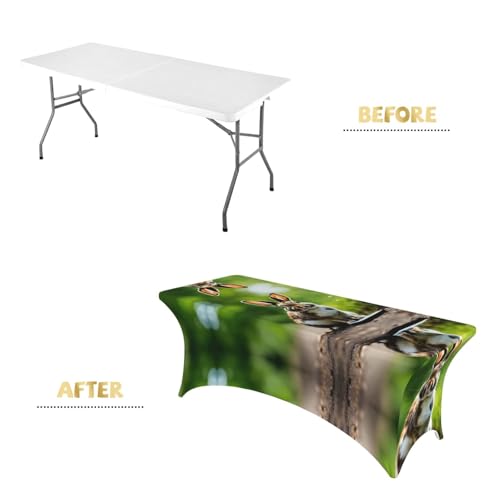 Nappe élasthanne 1,8m extensible et infroissable motif lapin pour buffet