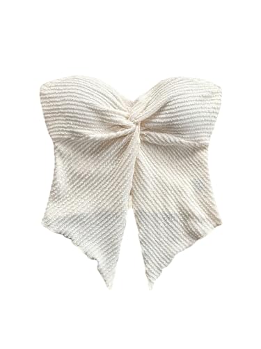 Girl's Twist Front Cropped Bandeau Top Split Sleeveless Strapless Summer Going Out Tube Tops