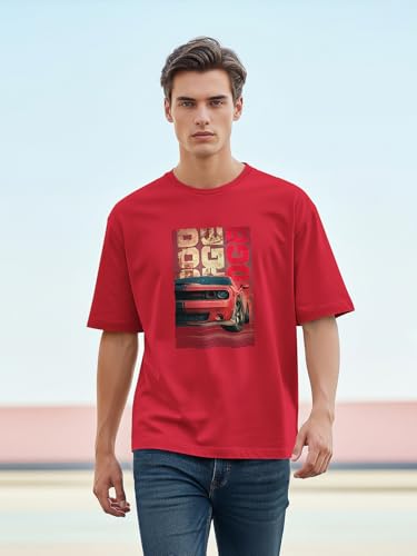 Image of BULLMER Trendy Front and Back Printed Oversized Round Neck T-Shirt for Men - Pack of 2