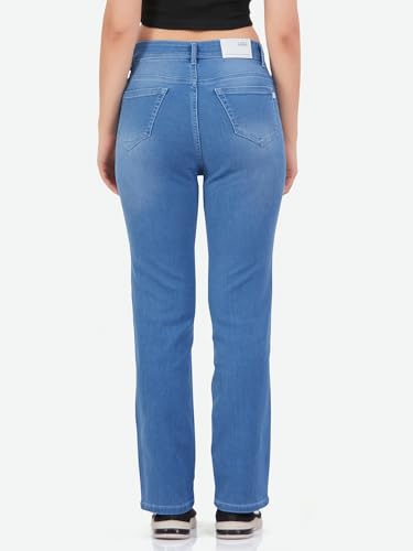 Image of FCK-3 Stretchable Denim High Rise Straight Fit Full Length Classic Jeans for Women