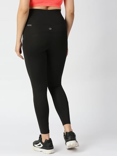 Image of Lovable Women Girls Solid Polyester Spandex Sports Tights in Black Color- Aero Sprinter XC-BK