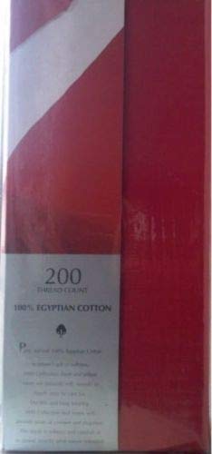 HASSTEX Flat Sheet With 200 Thread Count 100% Egyptian Cotton Available in 14 Colors(Red-King) — image 1