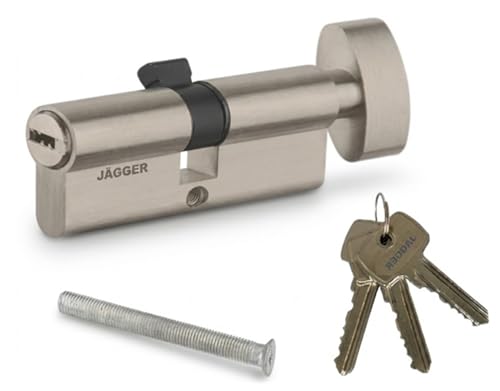 Image of Jagger JAG344 Cylinder Lock 70mm | One Side Key & One Side Knob | Full Size Mortise Lock Core Replacement Cylinder for Doors | for Home and Hotel Door (ZINC [ 70MM ], Mortise Lock Cylinder)