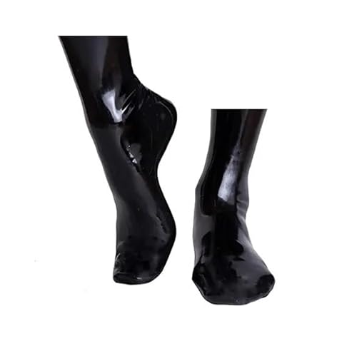 Ichlovdu Echt Latex Gummi Socken für Füße Wet Look Sexy Bondage flatter SM Cosplay (Schwarz, 42)