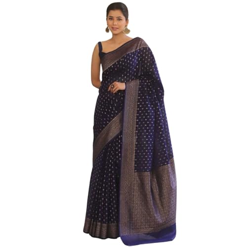 Image of Women's Soft Pure Silk Banarasi Saree and Unstitched Blouse Piece with Jacquard Zari Woven | Saree for Women