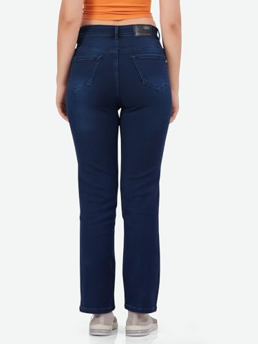 Image of FCK-3 Stretchable Denim High Rise Straight Fit Full Length Classic Jeans for Women