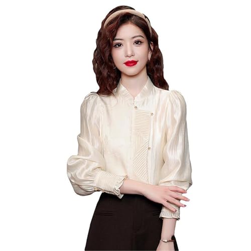 Chemise couleur abricot style national rétro aux finitions vintage élégantes