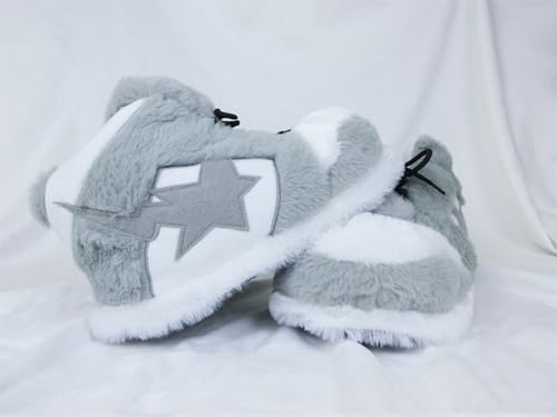 Image of CUTEGAL Sneaker Slippers Star Fluffy Shoes Memory Foam One Size Indoor Comfy and Trendy for Men Unisex Home Pantuflas