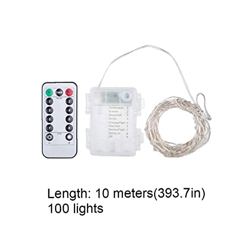 String licht waterdichte afstandsbediening 10m 100 led cooper draad fairy lamp (geen batterij) 2 stks roze snaar licht - Image 4
