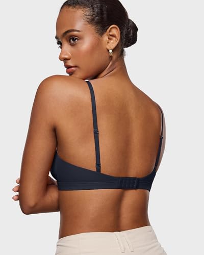 Image of INLYRIC Women's Inbarely Triangle Bralette Comfortable Unlined V Neck Wireless Smoothing Bra Top Stretch