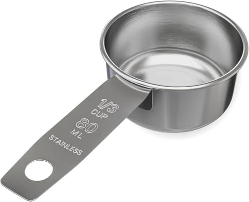 Vaso medidor de acero inoxidable 1/3 taza 80 ml miniatura 1
