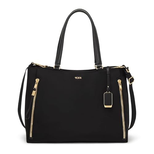 TUMI - Voyageur Valetta Tote - Women's Carryall Bag, Lightweight and Roomy, Functional Purse for Everyday, Business & Travel - Large, Black & Gold Hardware
