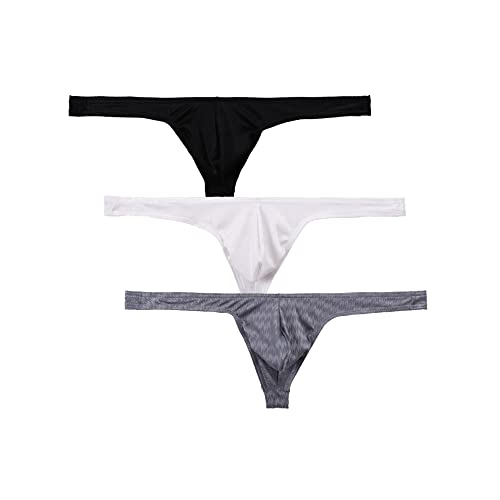 Mens Jacquard Smooth Bulge Pouch T-Back Thongs Underwear Comfortable G-String Briefs Undies