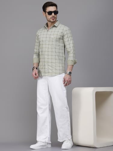 Image of Majestic Man Comfort Slim Fit Pure Cotton Checked Casual Shirt