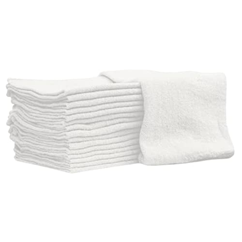 Nabob Wipers Auto Mechanic Shop Towels Red Shop Rags 100% Cotton Size 14"x14" (25, White)