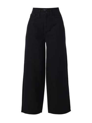 Image of ONLY Women's Solid Wide Leg High Rise Black Jeans