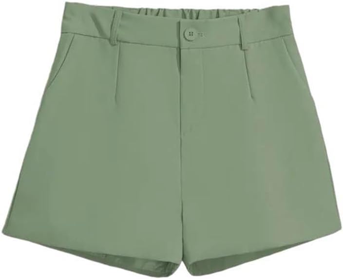 Women Solid Casual Shorts Elastic Waist Loose Basic Office All-Match Shorts