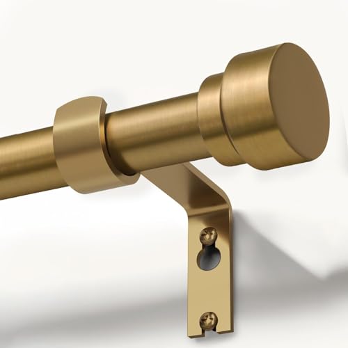 Gormena Antique Brass Curtain Poles 80-148cm 25mm Diameter Extendable Ceiling Metal Curtain Rod Blackout Heavy Duty Telescopic Window Curtain Pole for Bedroom Living Room Easy Installation