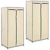 Mimdixy Garderobe Garderobenschrank mit Türen Kleider Organizer,Kleiderschränke 2 STK. Creme 75×50×160 cm Zur zentralen Aufbewahrung von saisonaler Kleidung, Gepäck und selten benutzten Gegenständen