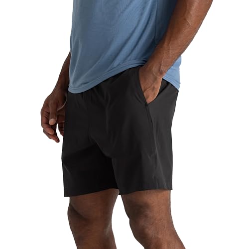 Free Fly Men's Lined Active Breeze Shorts - Bamboo Viscose Liner - UPF 50+ Sun Protection, Light Stretch Shorts for Men - Black, Medium
