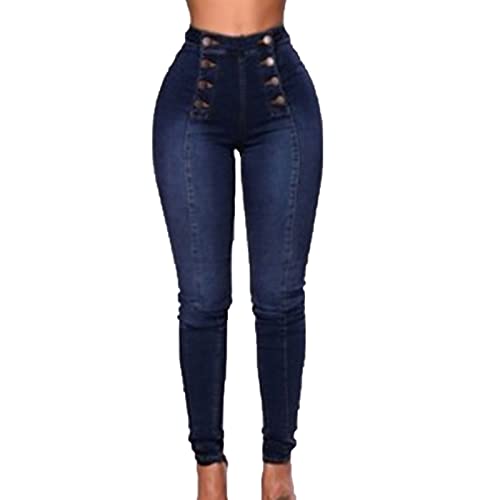Women's High Waist Button Down Skinny Jeans Double Breasted Butt Lift Slim Fit Denim Pants Stretch Jean Trousers
