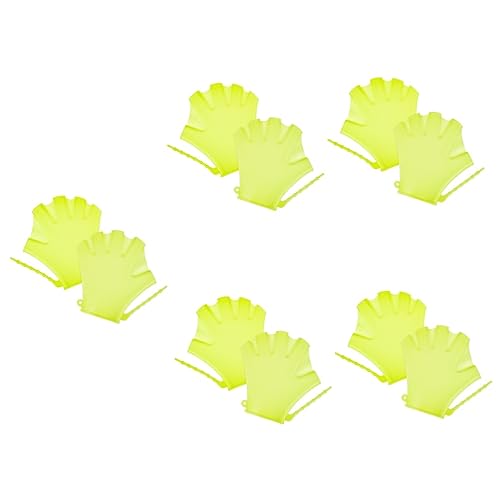 VANZACK 10pcs Silicone Swim Gloves for Boys and Girls Adjustable Webbed Paddles for Water Resistance Training Fluorescent Green Swimming Hand for Pool Fitness and Diving Activities