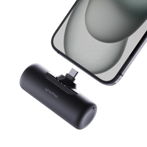 LinkPod Portable Charger with Small Size,New Upgraded 15W 4500mAh Power Bank with Built-in USB-C Connector Compatible with iPhone 15/15 Plus/15 Pro/15 Pro Max,iPad,Black
