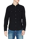 Slim Fit Lee Herren Western Shirt Freizeithemd, Schwarz (Black Black 01), L