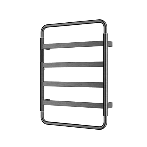WQPMNYG Secador de Toallas eléctrico Inteligente de Acero Inoxidable, 60 W, con Temporizador, para Montaje en Pared, 475 x 92 x 640 mm, Color Negro, enchufable.