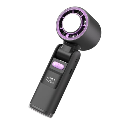 carotoe Ventilador portátil de mano de 100 velocidades, ajustable, recargable, funciona con pilas, ventilador de refrigeración para viajes, camping al aire libre