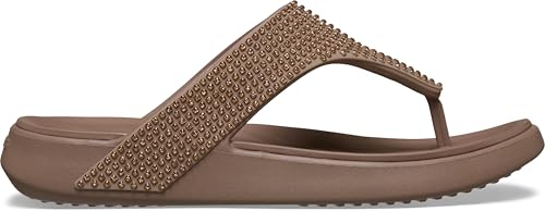 Crocs Womens Getaway Triangle Flip Flops Latte Gems 7