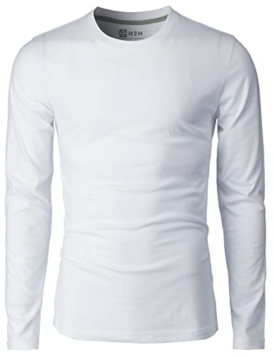 H2H Mens Casual Slim Fit Long Sleeve T-Shirts Soft Lightweight V-Neck/Crew-Neck Size XS to 3XL2