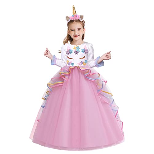 Disfraz de unicornio para niña vestido largo con diadema miniatura 2