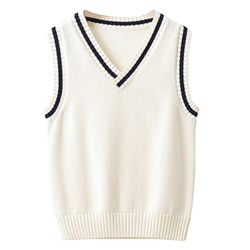 Kids Boys Girls Casual Sleeveless Knit Sweater Vest V Neck Sweater Pullover School Uniform Cardigan